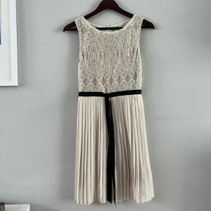 Forever 21 cream lace bodice dress with straight pleated skirt